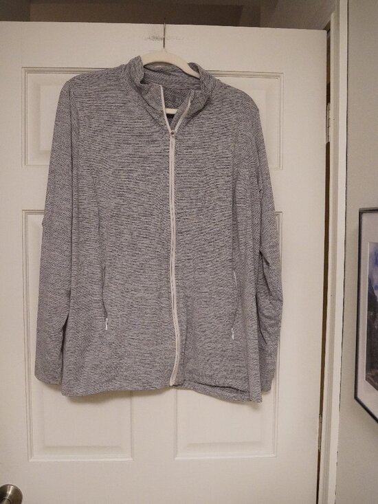We Wander Jackets & Blazers - WeWander Gray Striped Zip Front Active Jacket 2X Athleisure Travel